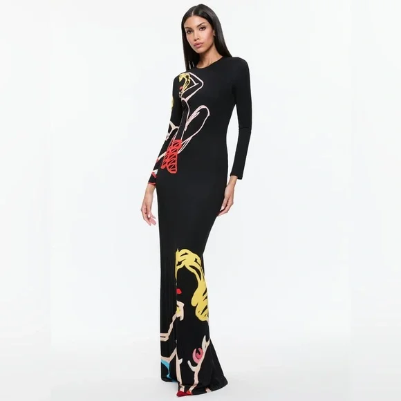 Alice + Olivia X TOM WESSELMANN DELORA OPEN BACK MAXI DRESS, Size 0, $595 - Picture 3 of 12